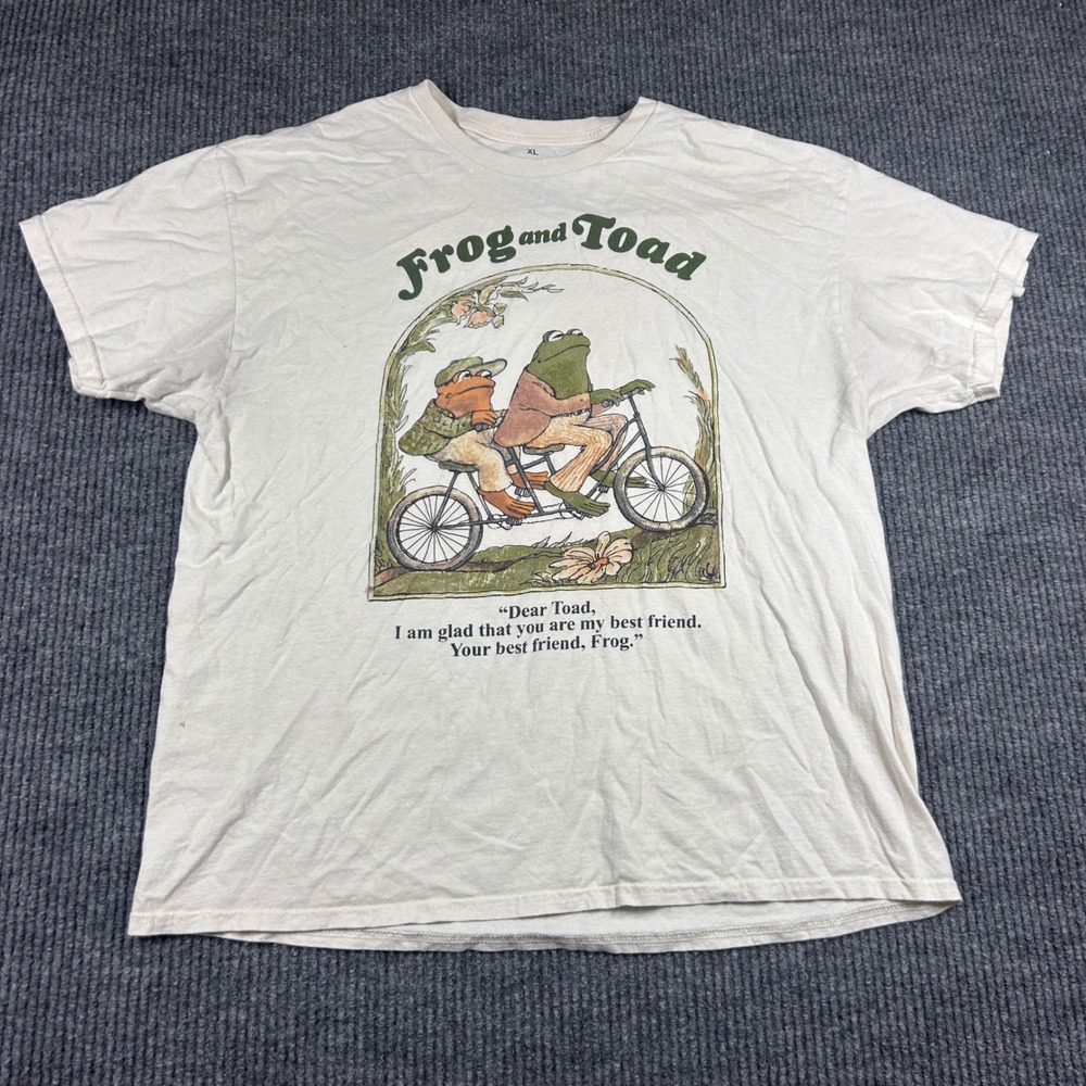 Frog and Toad Together Graphic T-Shirt Mens XL White Arnold Lobel Book Tee